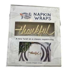 Thankful Napkin Wraps by Tin Parade 161929 set of 4 Thanksgiving Fall